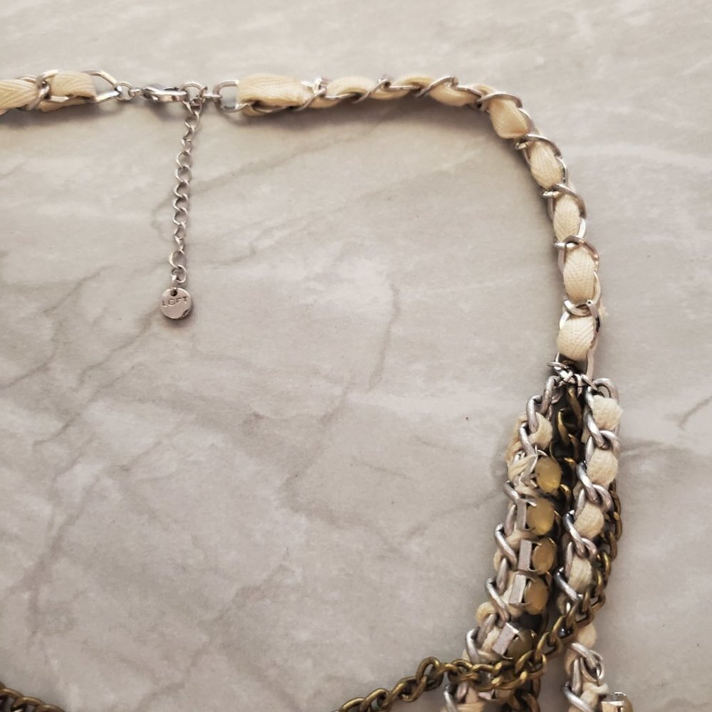 ✨ Chico's Rhinestones Crystal Ribbon Multi Chain Necklace ✨ - Picture 8 of 12